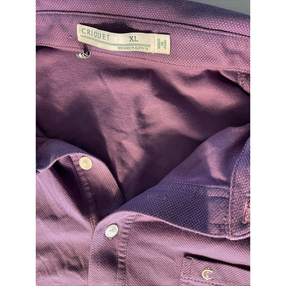 Criquet Polo Shirt Mens XLarge Purple Cotton Short Sleeve Golf Casual Pocket - Picture 2 of 6